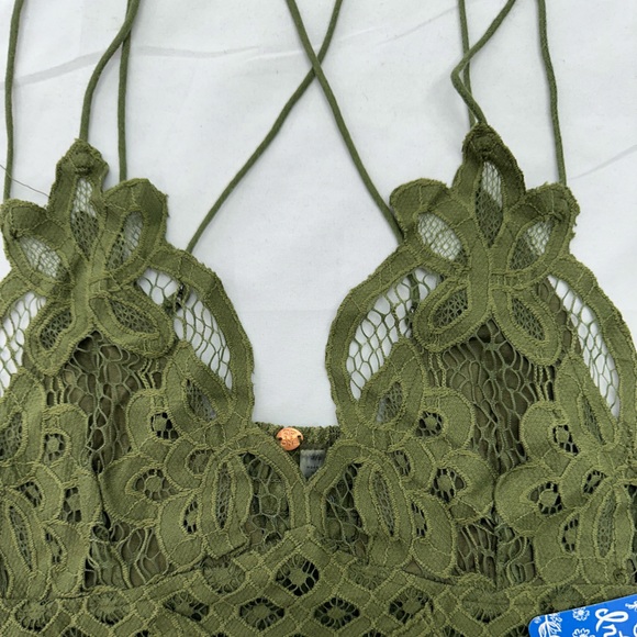 Intimately Free People Lace Camisole in Dark Green Bra Top S NEW - Picture 2 of 3